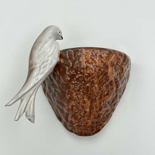 Кашпо настенное Птица на гнезде керамика аэрография Российская Федерация 4249₽