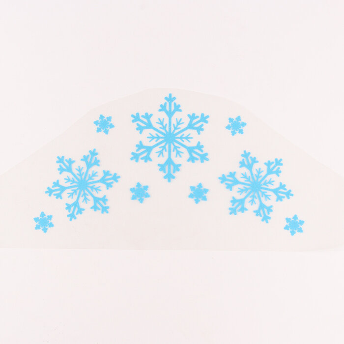 Термотрансфер на кокошник «Три снежинки», цвет синий с серебром