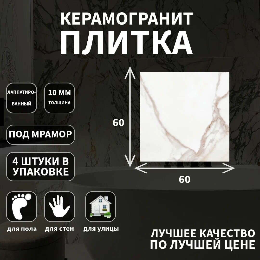 фото Керамогранит Kerranova K-2001, коллекция: Iceberg, 60x60x9