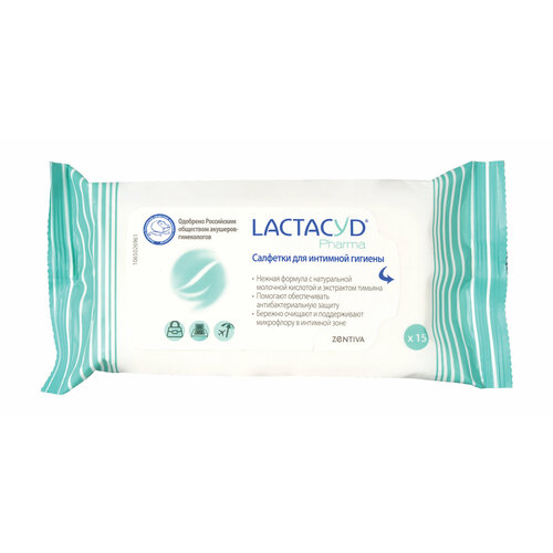 фото Lactacyd cалфетки для интимной гигиены с экстрактом тимьяна "лактацид фарма" № 15, 88 г