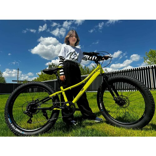 Велосипед фэтбайк Fatbike Time Try TT274/7s 24" Рама 12" Взрослый Детский Подростковый, желтый