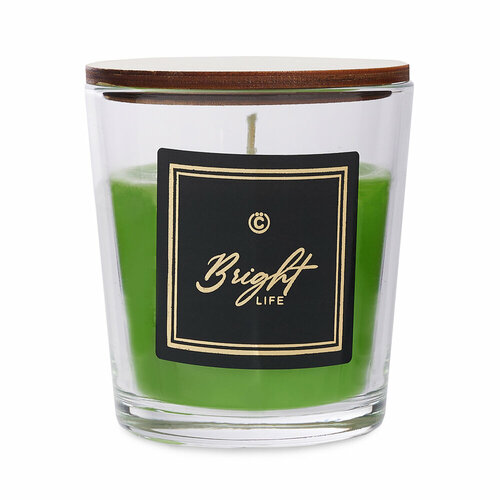 Всёгазин Свеча в стеклянном подсвечнике, 9х7,5 см, парафин, 4 дизайна, 8 штук