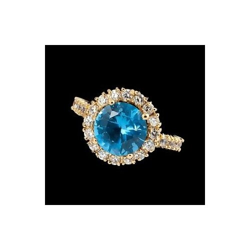 Кольцо ForMyGirl, фианит, размер 19, голубой