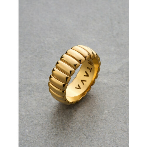 Кольцо обручальное ANTAVA, серебро, 925 проба, золочение, размер 19, ширина 7 мм, золотистый