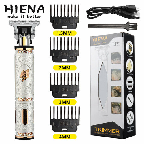 Электрическая машинка для стрижки волос T9 с ретро-гравировкой Волчья голова 100шт 45539345 65400₽