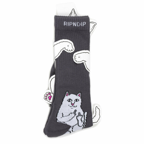фото Носки ripndip носки с котом лордом нермалом ripndip socks, размер универсальный, черный, белый, серый