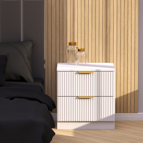 Тумбочка прикроватная белая с ящиками маленькая