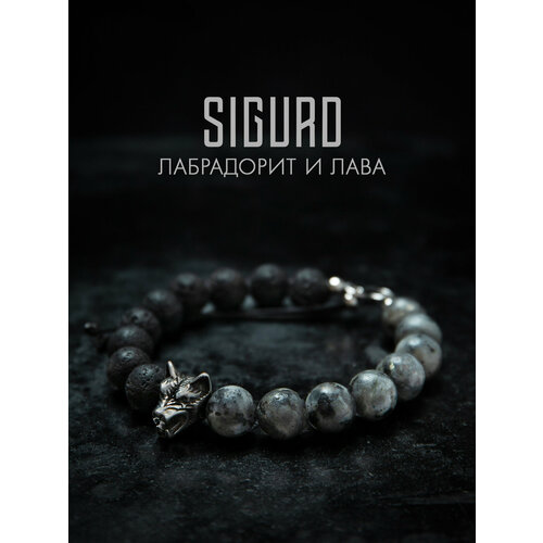 Браслет-нить SIGURD лабрадорит вулканическая лава 1 шт размер 16 см черныйсерый 1750₽