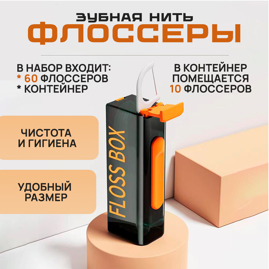Портативный многоразовый набор для зубной нити, автоматический выдвижной контейнер для зубной нити, флоссеры 60 штук