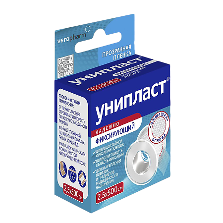 Пластырь унипласт катушка 2,5х500см (пленоч/прозр)