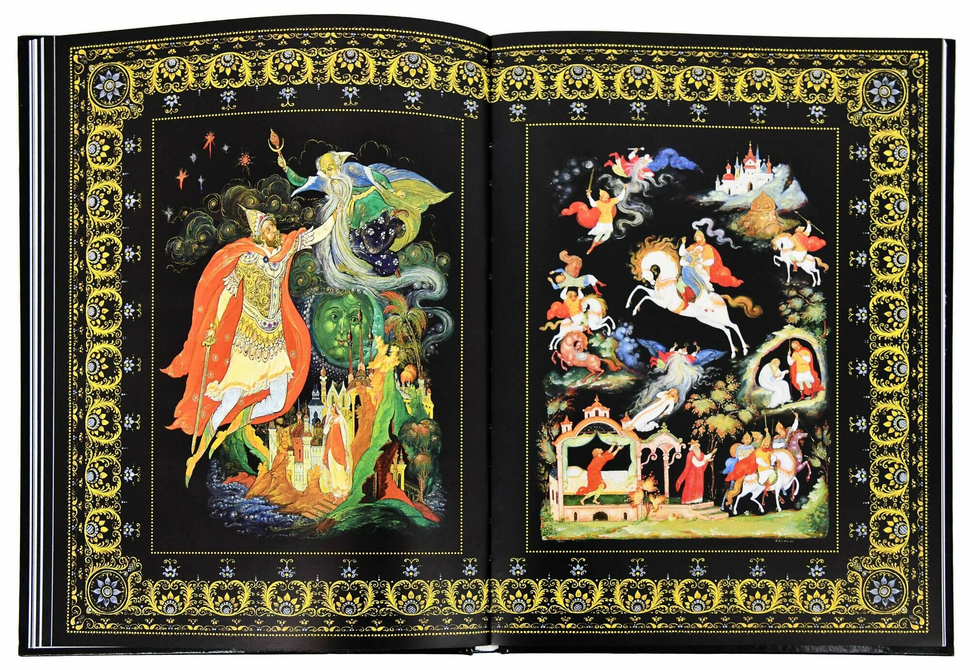 Сказки Пушкина. Живопись Палеха (английский язык) - фото №8