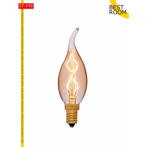 Лампочка винтажная накаливания Эдисона ретро С35Свеча на ветру 254₽