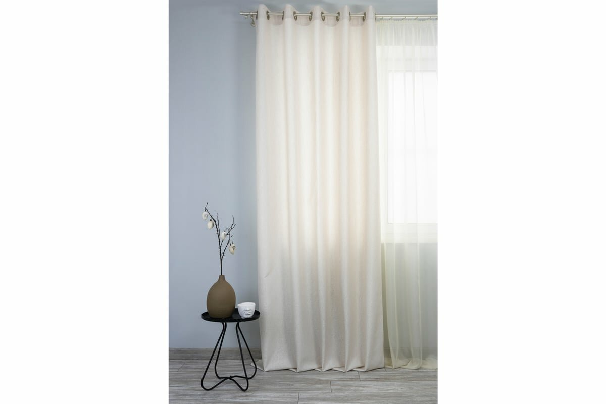 фото Штора на люверсах "Талия", 160х270см, цвет крем
