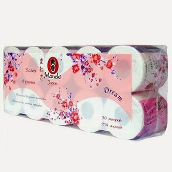 Изображение товара Maneki Dream Туалетная бумага трехслойная гладкая 10 рулонов