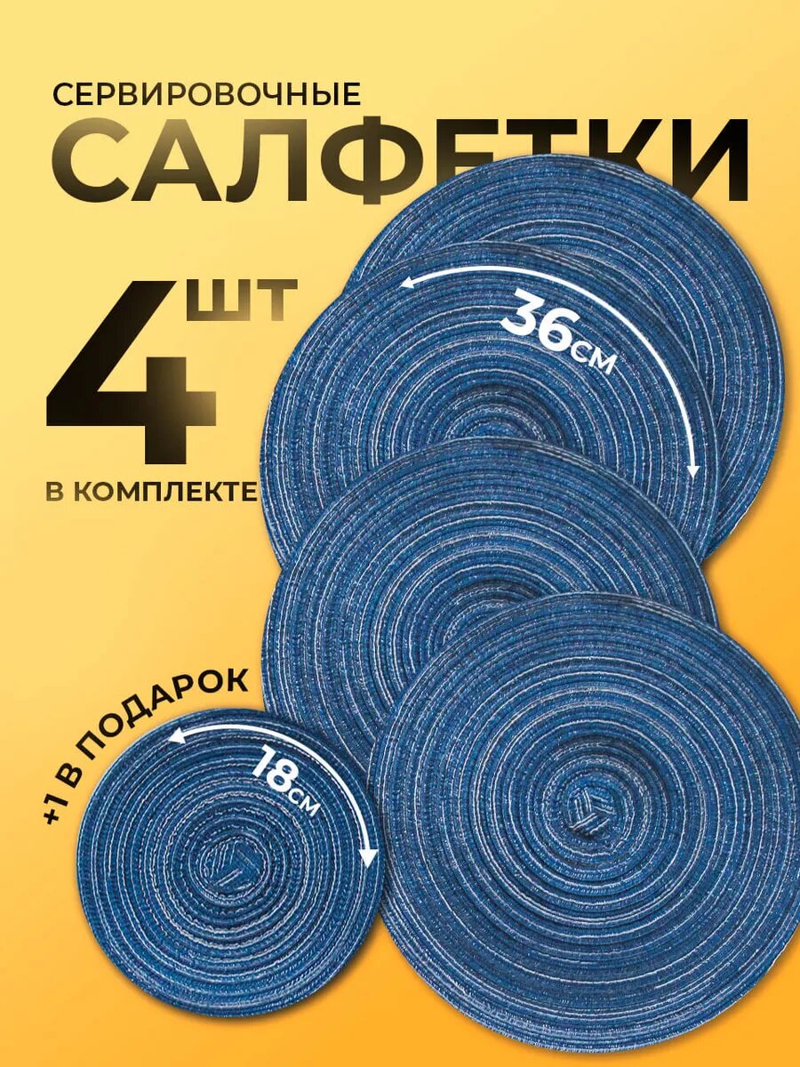 Салфетки на стол сервировочные плейсматы 5шт. круглые Home Balance