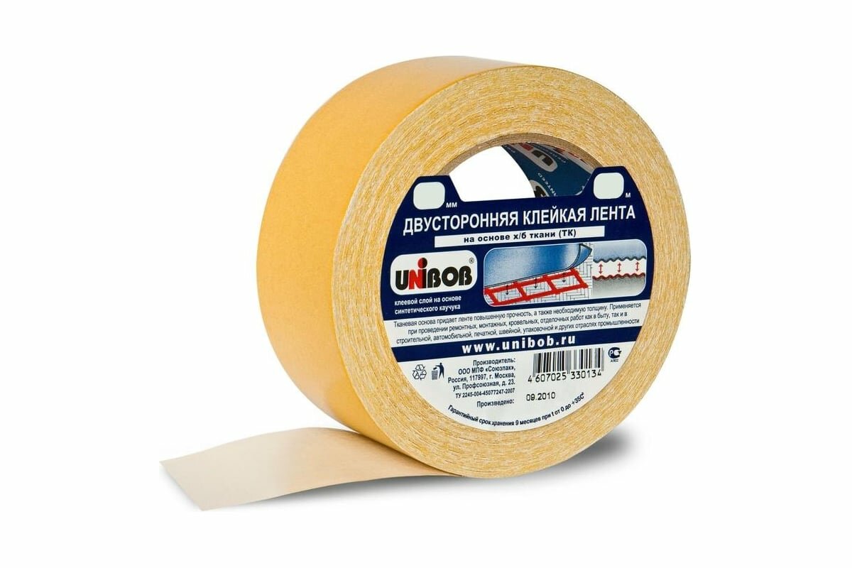 UNIBOB Лента клейкая двусторонняя тканевый 50 ММ Х 25 М 134863