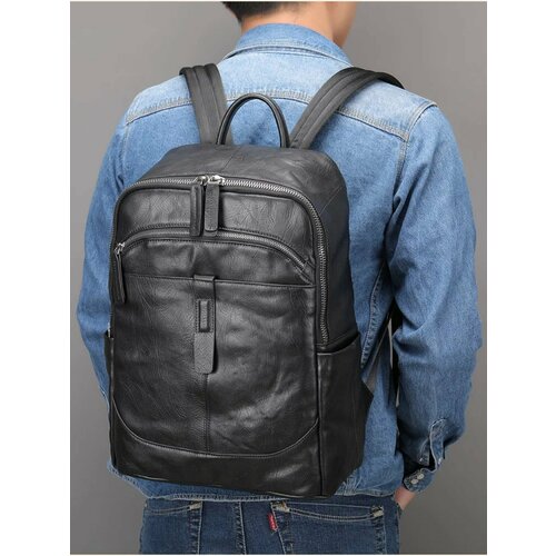 Рюкзак мужской городской CAPRI CAP-9197-Black натуральная кожа