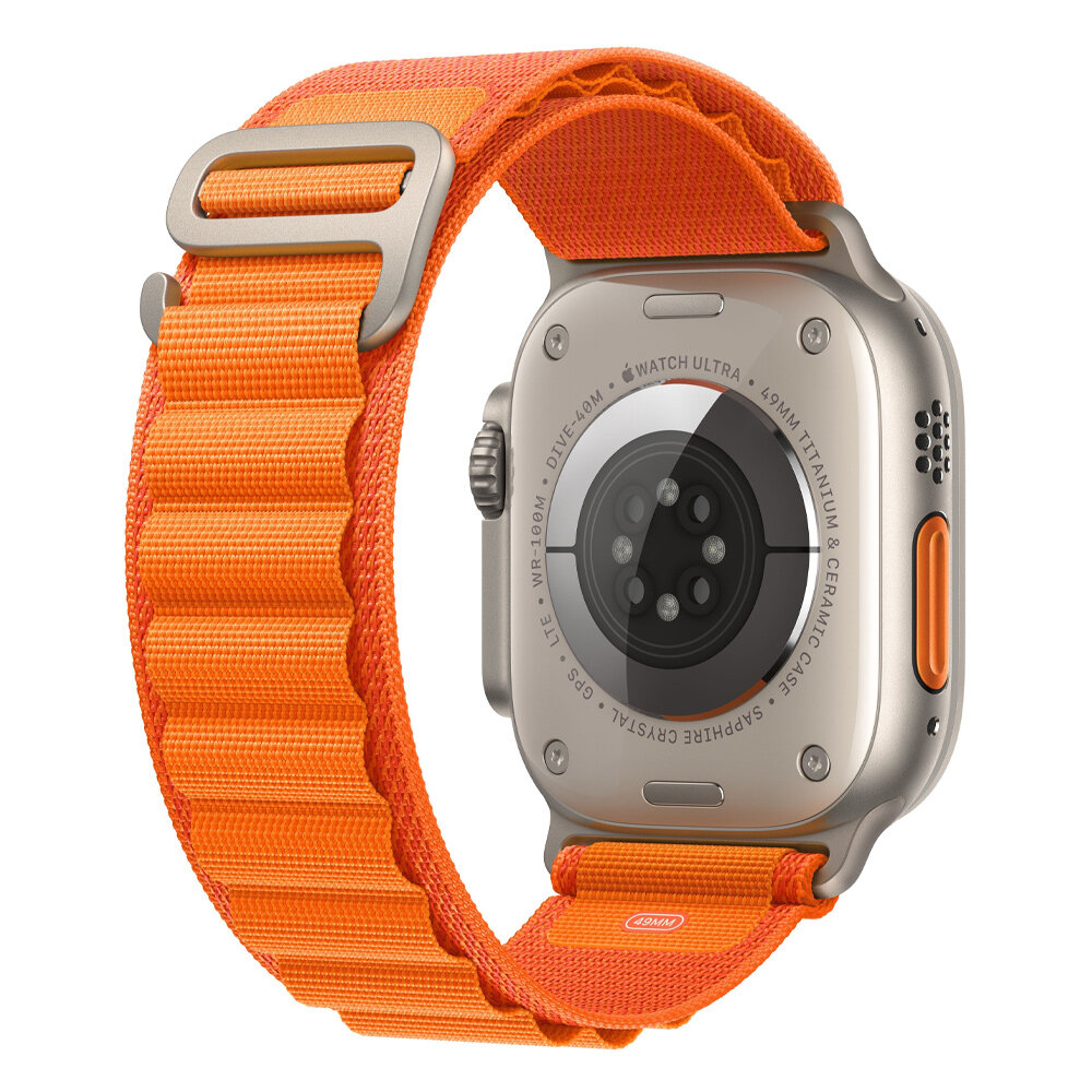 Умные часы Apple Watch Ultra 49 мм Titanium Case, титановый/оранжевый Alpine Loop, S — фото 1