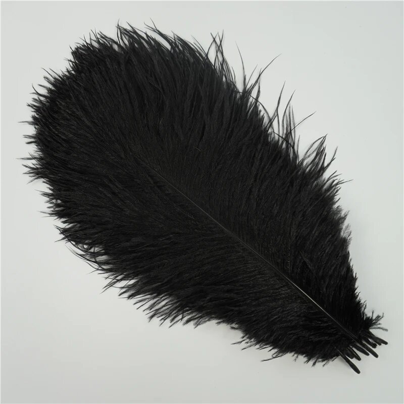 Красочные страусиные перья для рукоделия FlyReal, 30-35cm 12-14inch, Черный