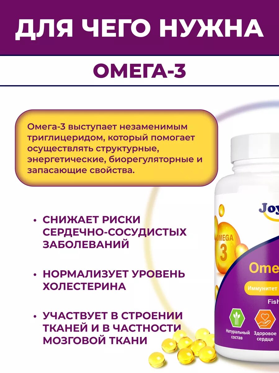 Картинки Омега 3 Рыбий жир в капсулах 3000мг витамины Omega 3 Норвежское сырье Joyer