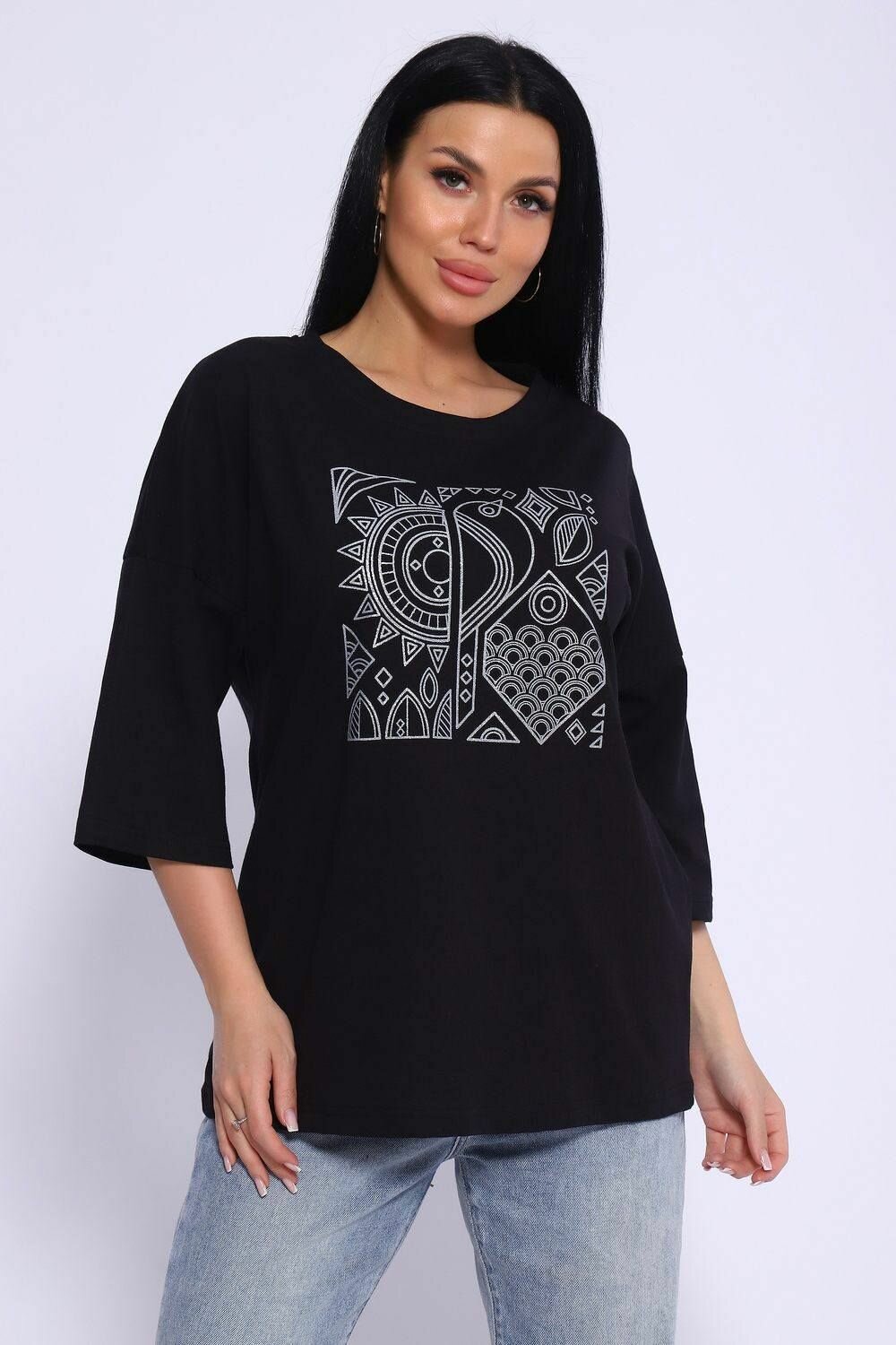 Туника Натали, размер 56, черный, Черный — фото 1