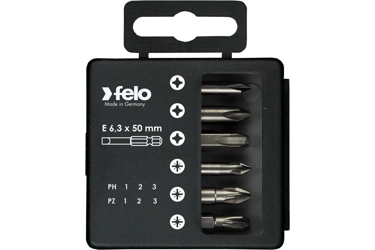 Набор бит PZ1-3 и PH1-3 50 мм в упаковке 6 шт Felo 03291516