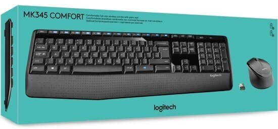 Комплект (клавиатура+мышь) LOGITECH MK345, USB 2.0, беспроводной, черный [920-008534] - фото №9