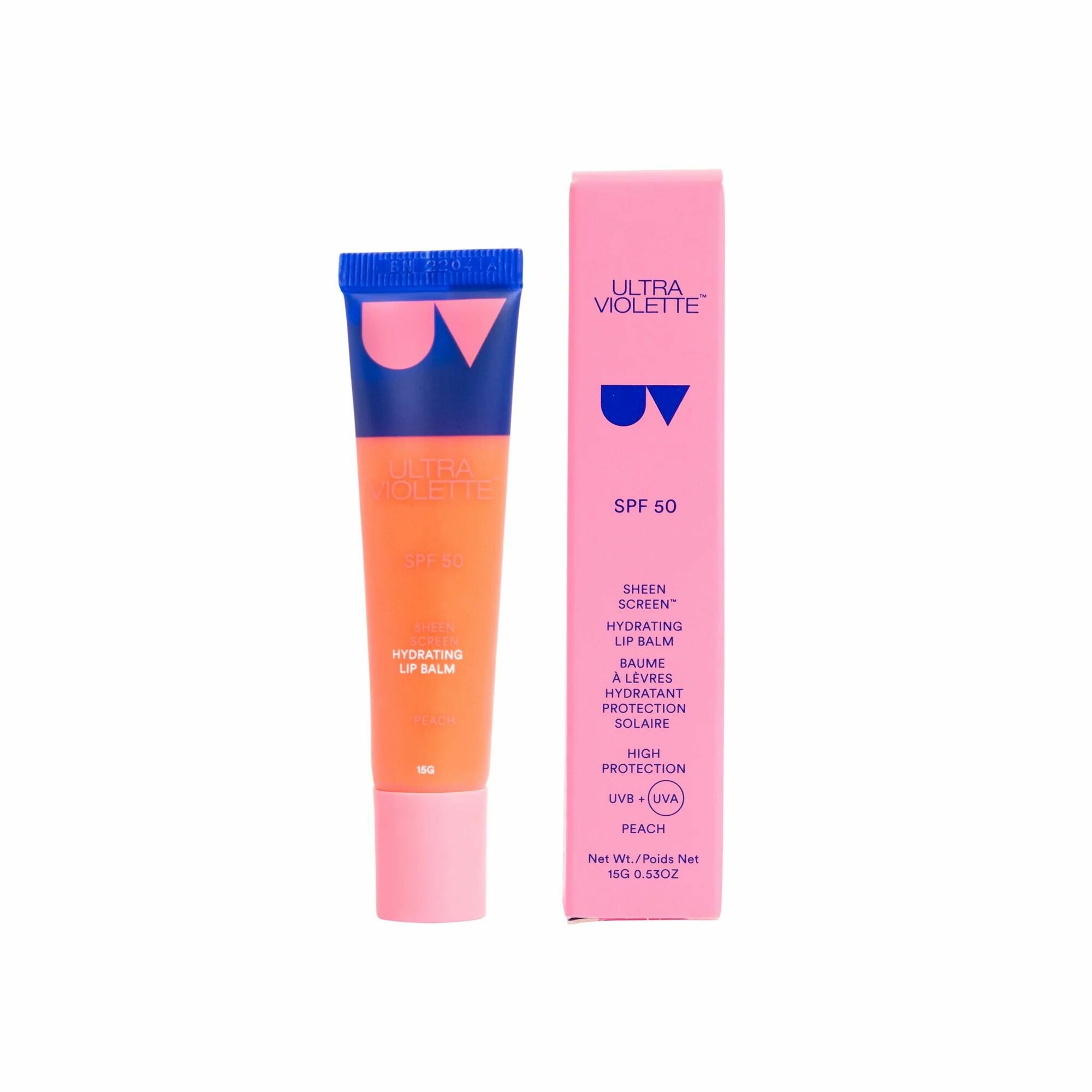 Картинки Увлажняющий солнцезащитный бальзам для губ ULTRA VIOLETTE Sheen screen hydrating lip balm SPF50 PEACH 15g