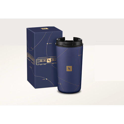 Термокружка Nespresso Festive Travel Mug нержавеющая сталь двойные стенки синяя 400мл 5881₽