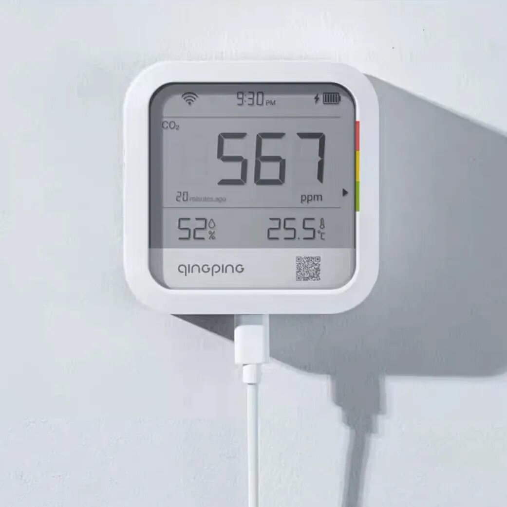 Датчики Качества И Анализаторы Воздуха Xiaomi Анализатор качества воздуха Mijia Qingping Monitor датчик углекислого газа СО2, 3 в 1 (температура, влажность, СО2)