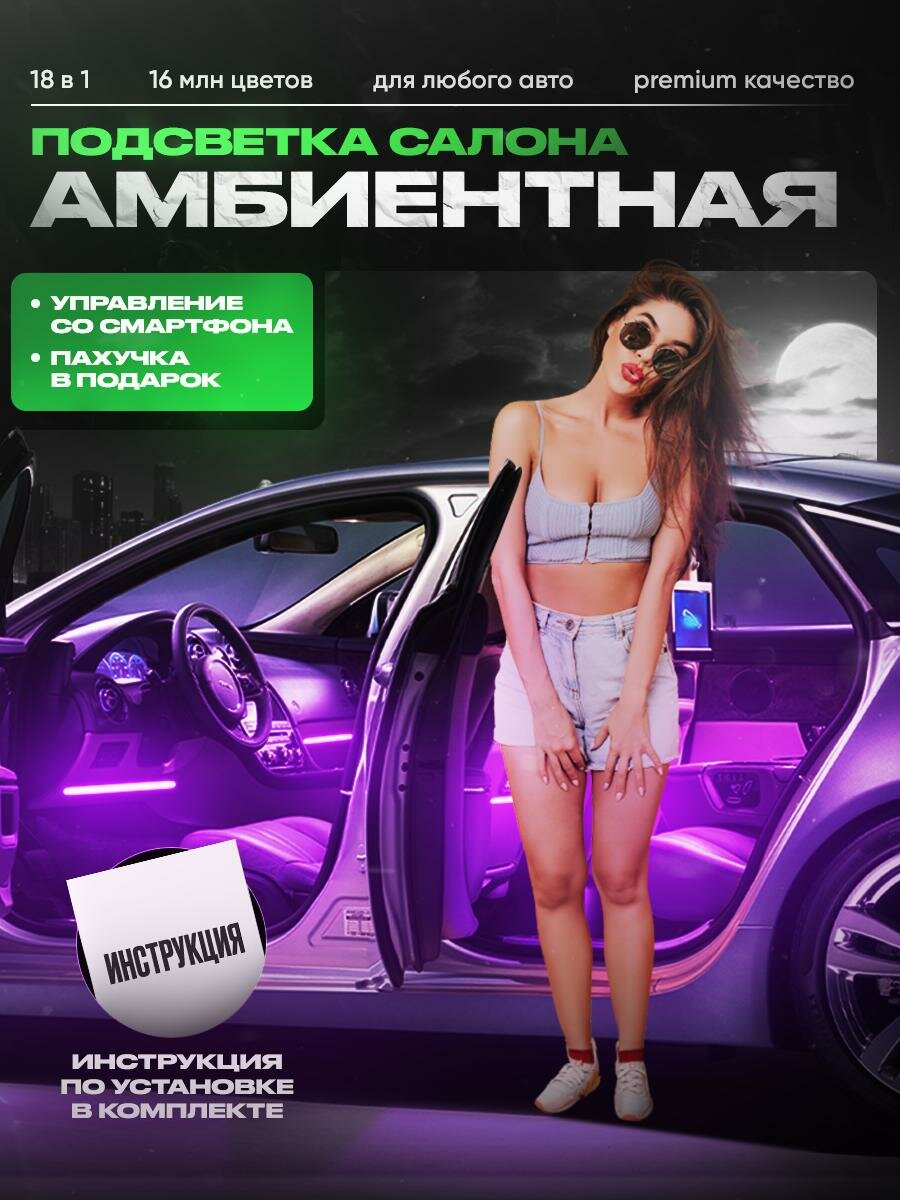 Динамическая Ambient подсветка салона авто 18 в 1