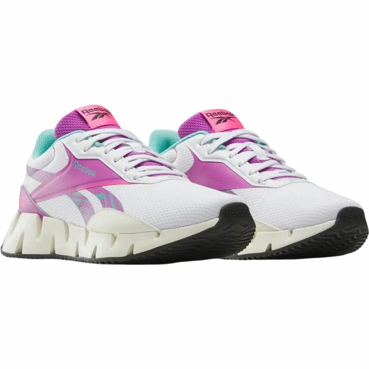 Кроссовки Reebok Zig Dynamica STR, полнота F (EU)/ на среднюю стопу, размер 8 US, белый/бежевый/фиолетовый — фото 1