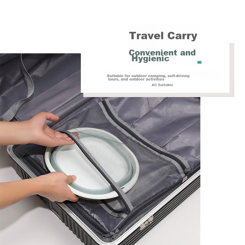 JOYTOUR Folding Wash Basin, Portable Travel Toiletry Basin for Outdoor Use, Face Washing Basin for Babies, Students, And Dormitory Use, Gray Medium Size