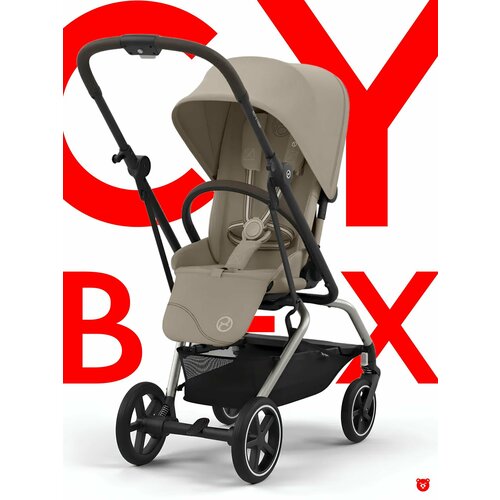 фото Cybex eezy s twist+ коляска, шасси бронза taupe, ручка brown, текстиль almond beige с бампером и дождевиком