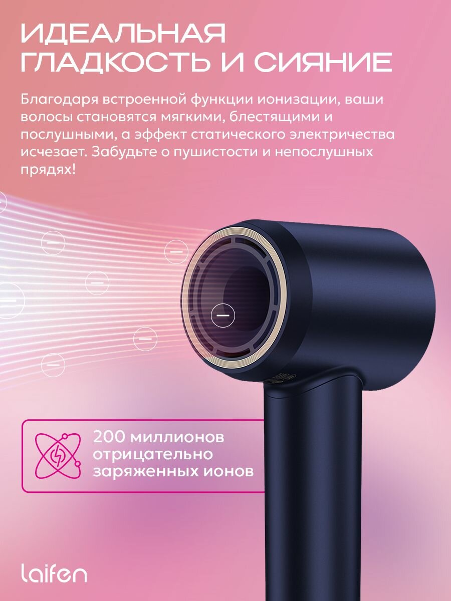 Фен для волос Laifen SWIFT Premium, 1500 Вт, ионизация, Сине-золотой — фото 1