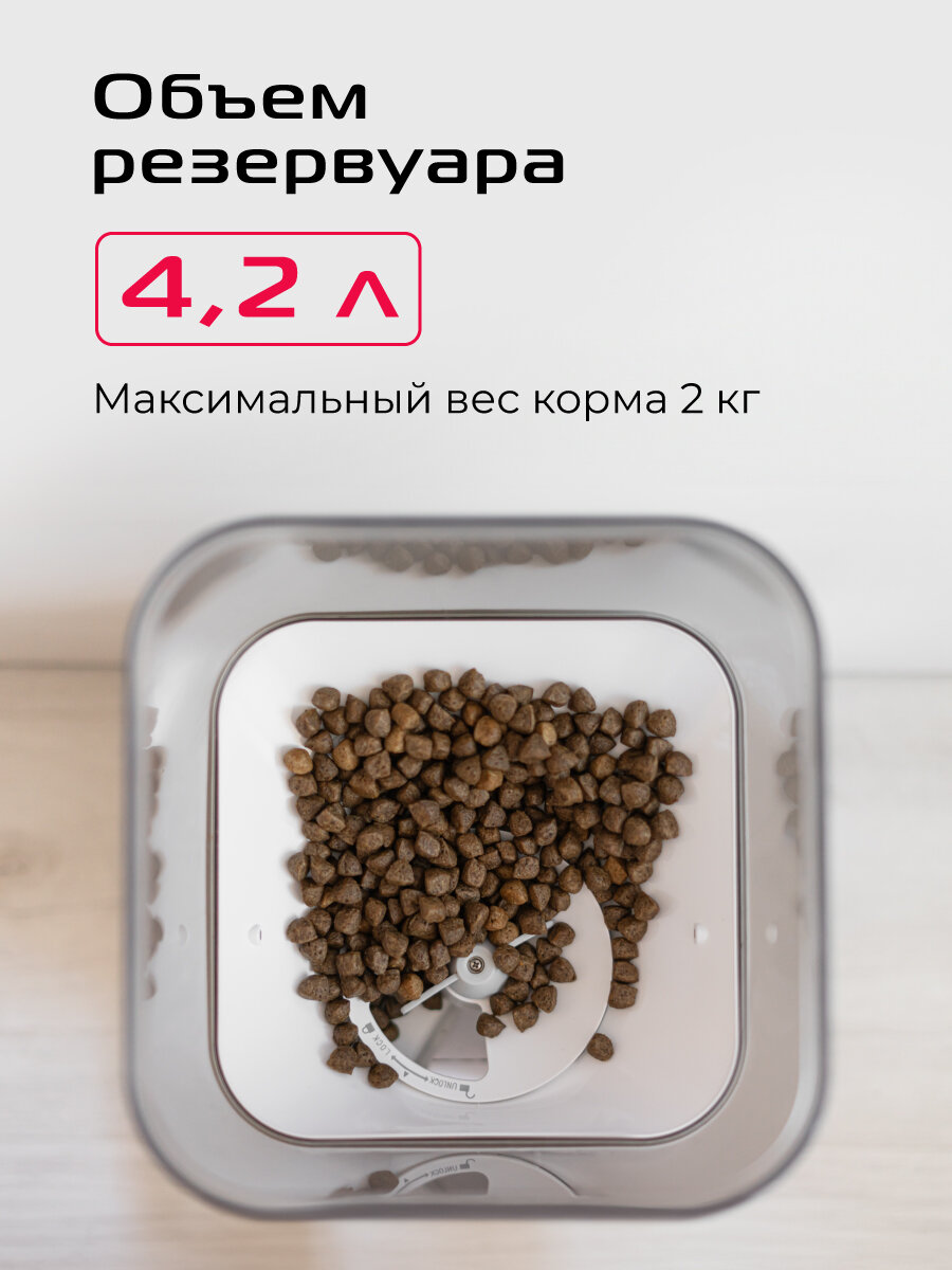 Умная кормушка для кошек и собак RED SOLUTION "RED FOR PETS" 01S, Wi-Fi, 4,2 л, белая — фото 1