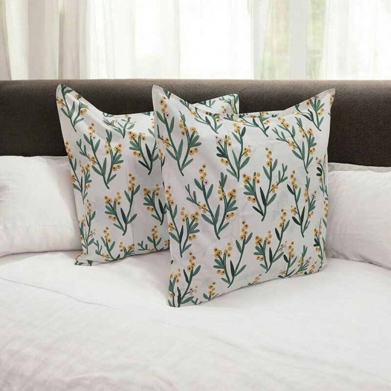 Комплект наволочек Linens Textile Studio, сатин, 70 x 70 см, белые с цветами