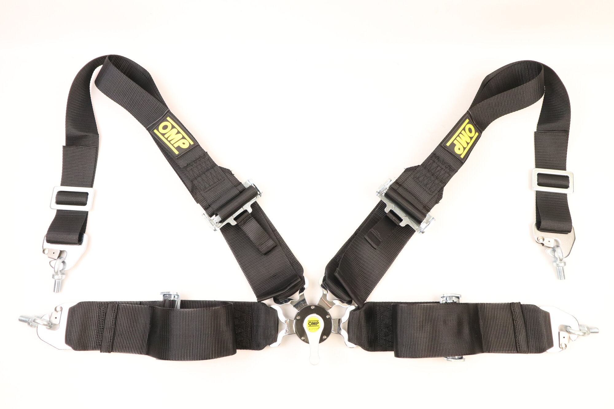 Декоративные спортивные ремни 4-х точ OMP Black Style черные 3 дюйма быстросъем