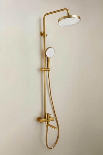 Изображение товара Душевой комплект с тропическим душем и смесителем, золотой нержавеющая сталь Belz B24813-5