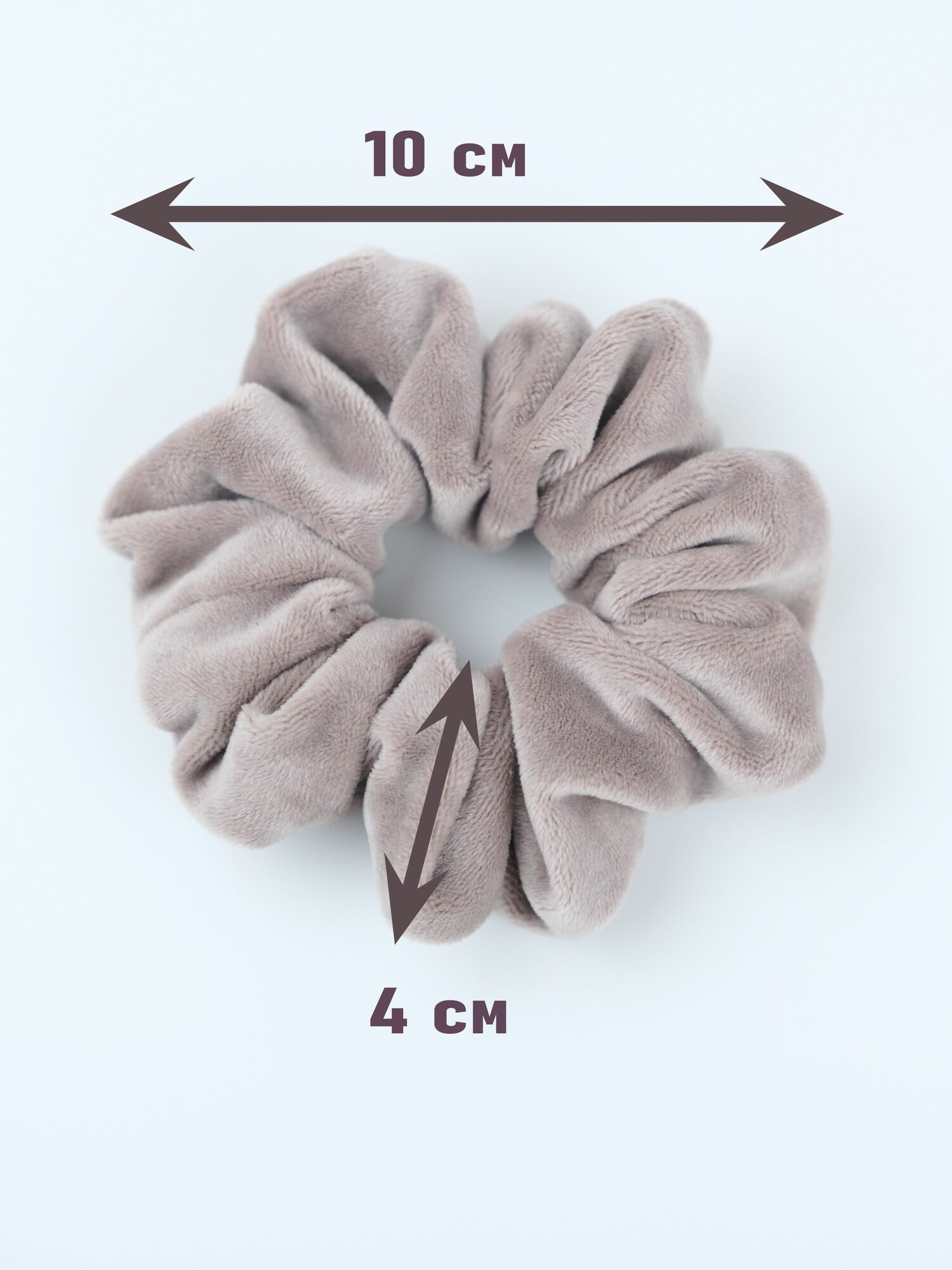 Резинка для волос бархатная/велюр тауп 1шт — фото 1