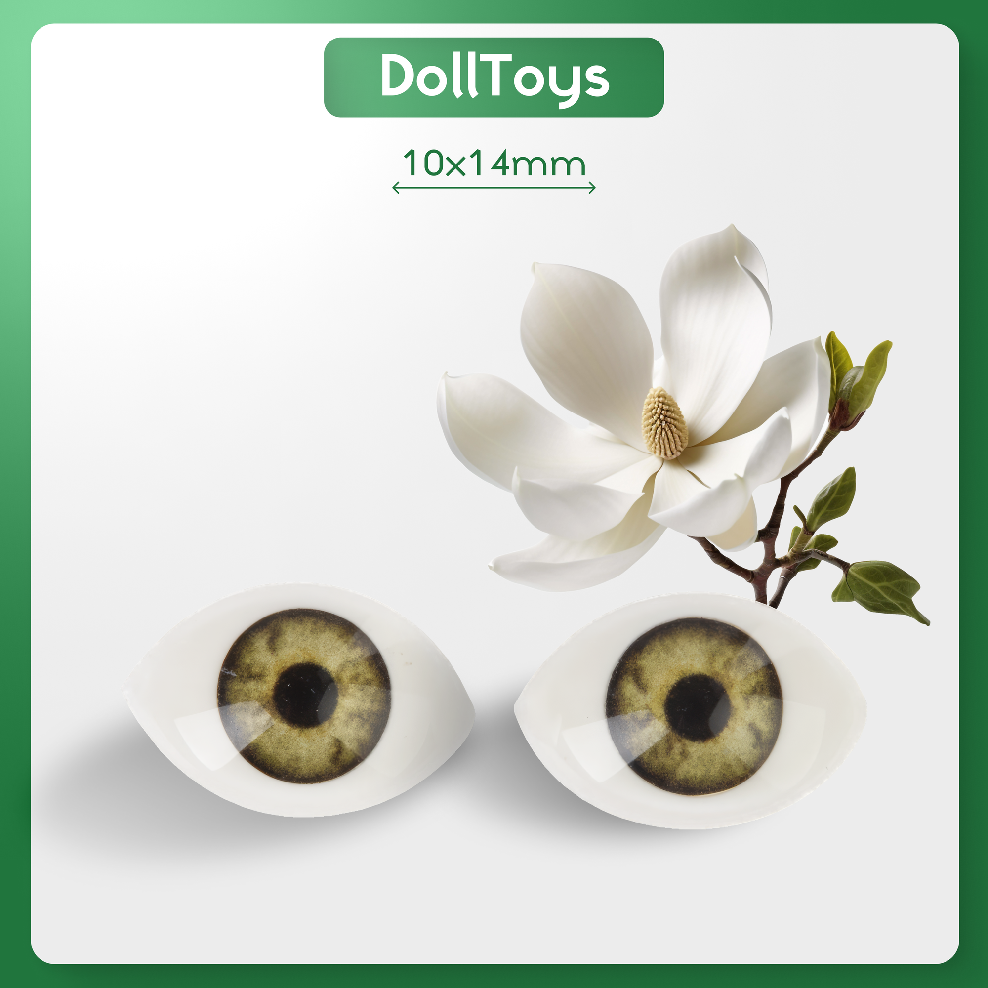 Глаза для кукол и игрушек акриловые 10 х 14 мм, цвет зеленый