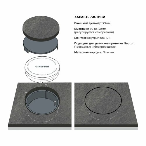 Бокс для внутрипольного монтажа датчиков протечки 750₽