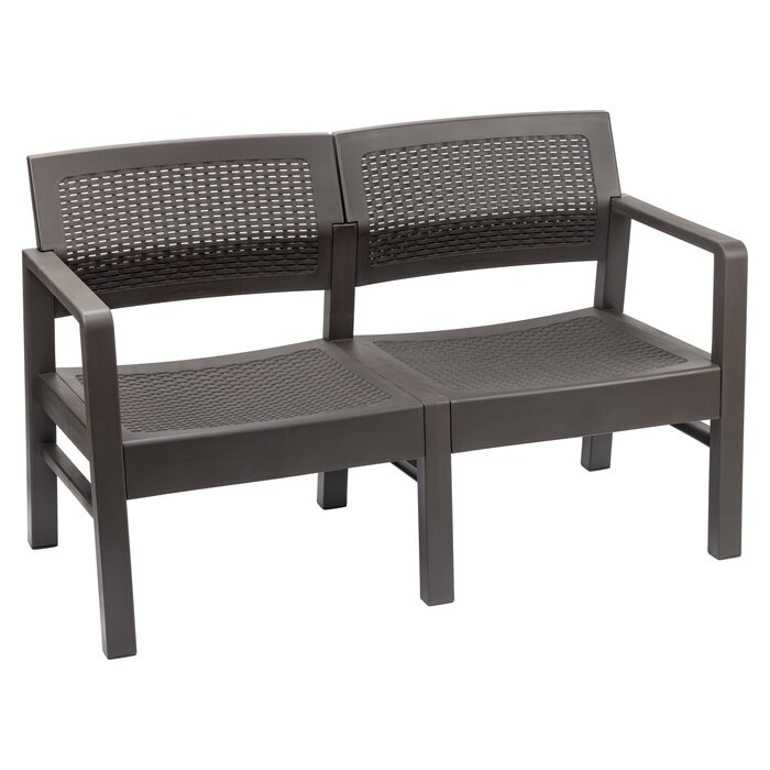 Диван садовый «Ротанг», пластик, 58×120×75 см, двухместный, мокко