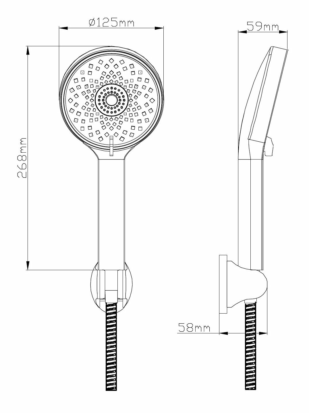 Лейка для душа DIADONNA, с глянцевым покрытием, круглая, 3 режима, пластик, серая — фото 1