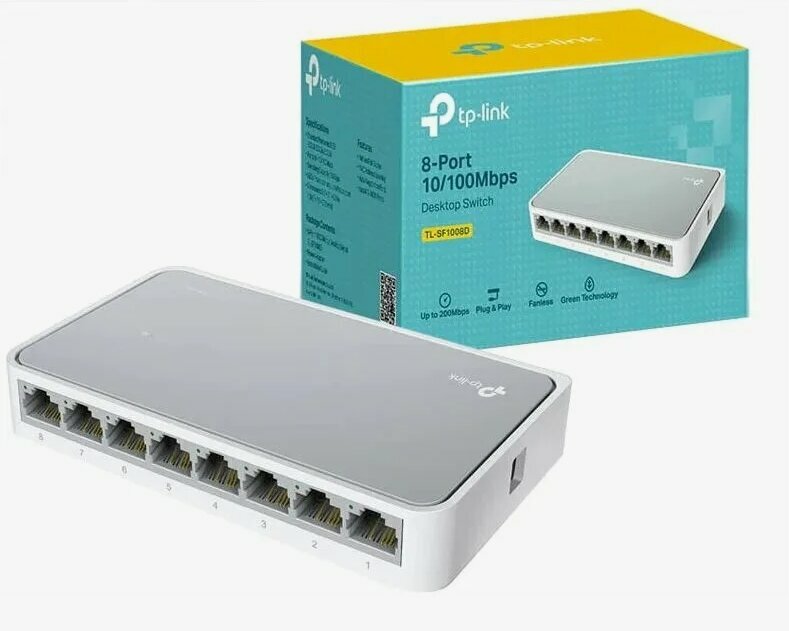 Сетевой концентратор хаб Tp-Link SF1008D 8 port 10/100 MB — фото 1