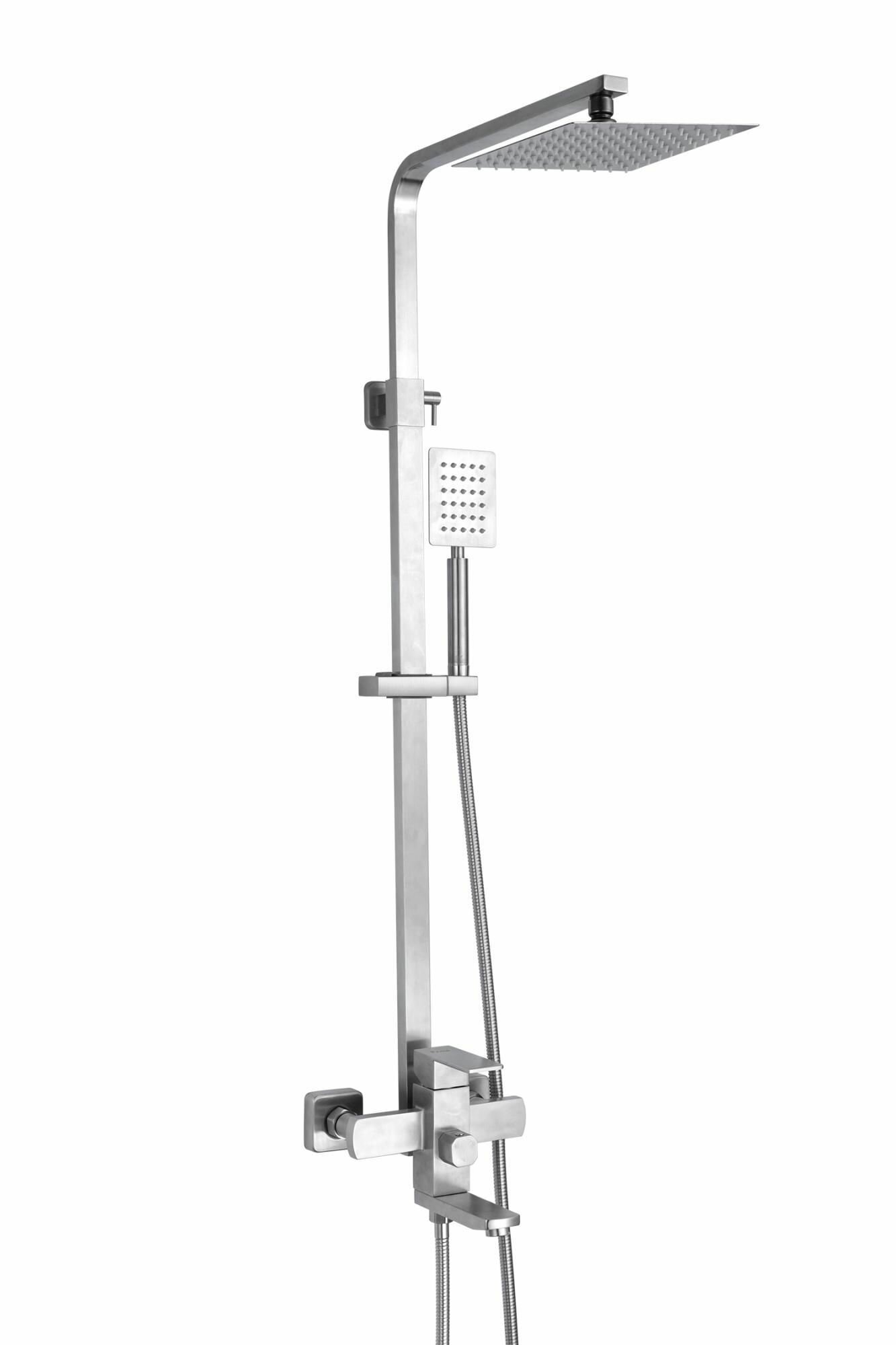 Душевая стойка со смесителем для ванны однорычажная Frap F2421, сатин