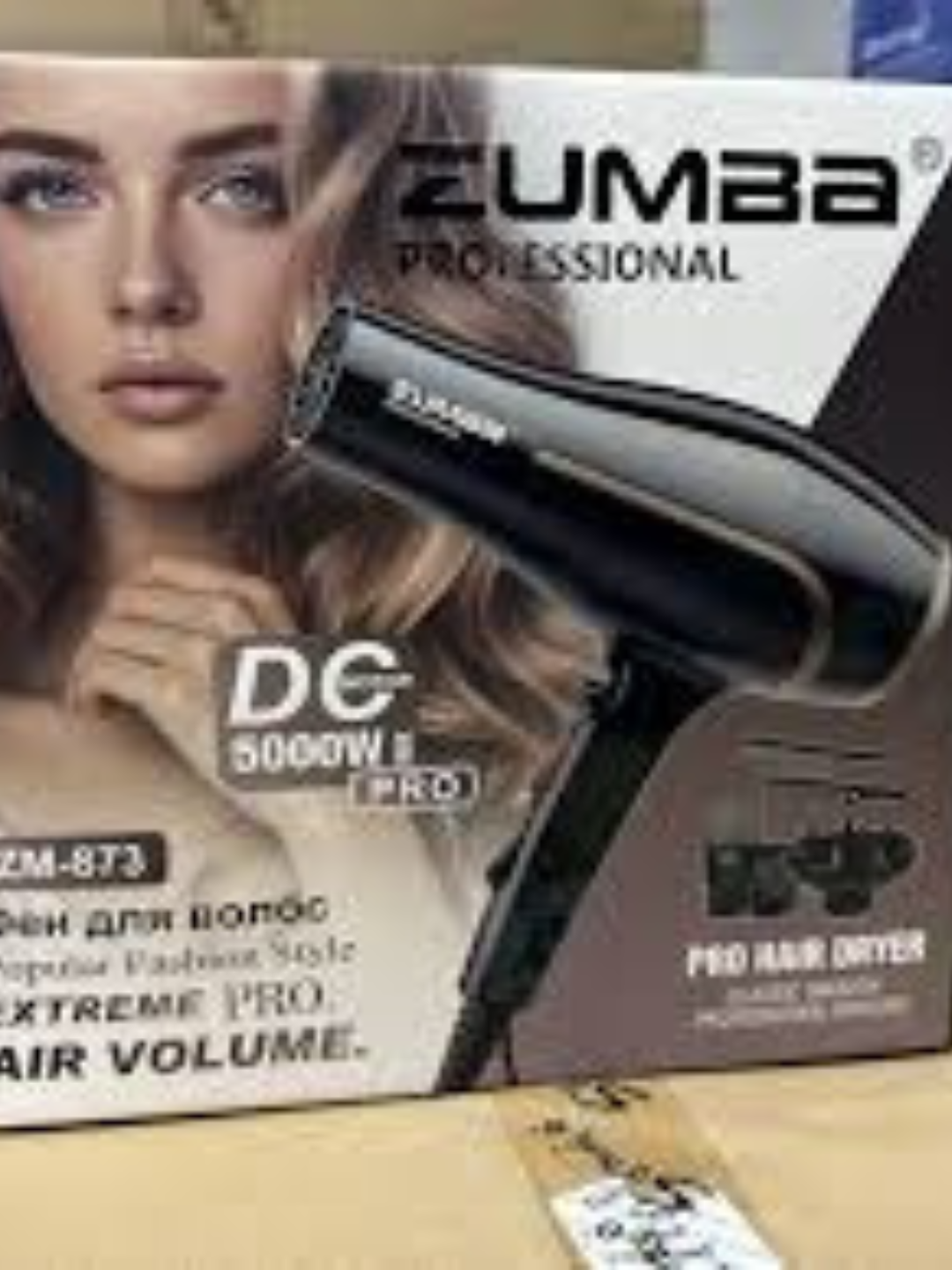 Фен ZUMBA PRO 5000W ZM-873 — быстро сушит волосы мощным потоком воздуха