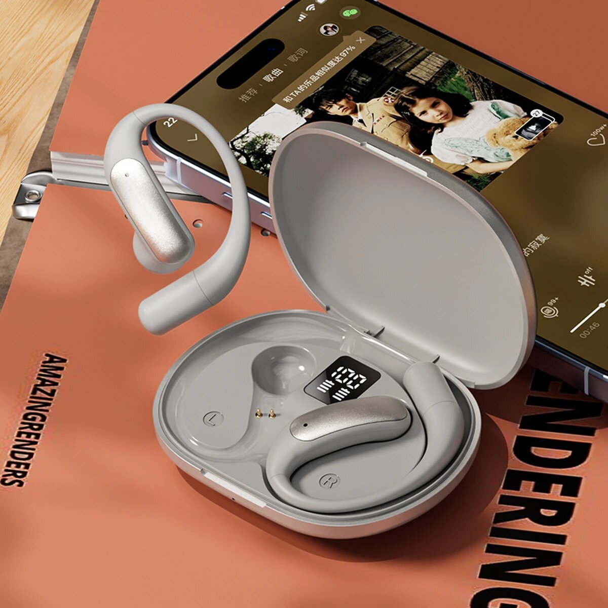 Xiaomi Youpin Беспроводные OWS-наушники, водонепроницаемые, с подсветкой, Bluetooth 5.4, Серебряный