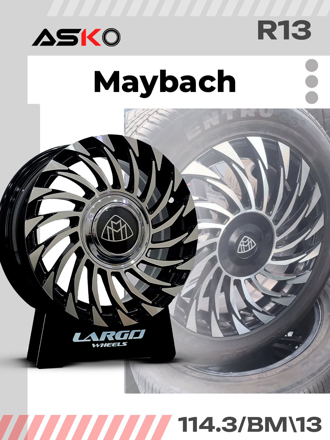 Автомобильные диски R13, ASKO, чёрный цвет, Maybach литы — фото 1