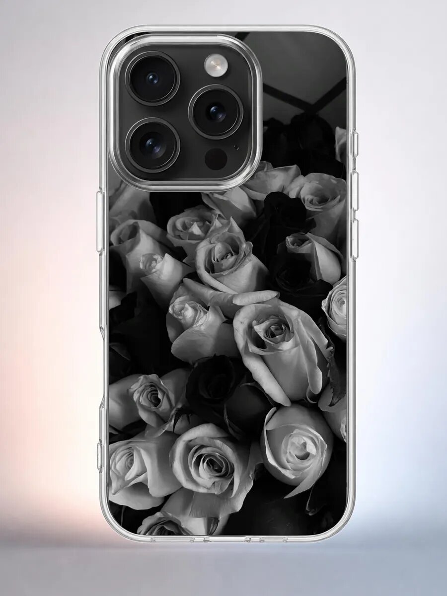 Чехол iPhone 15 Pro розы микс силиконовый